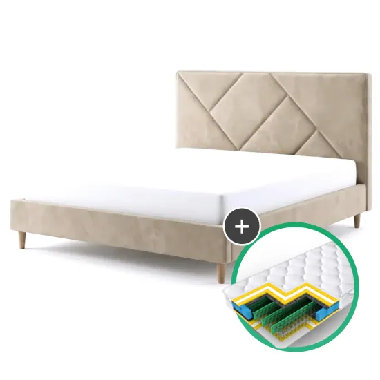 Set pat Sidi-M Stefania 3 London 2 Beige + saltea Saltconfort Classic 160x200
