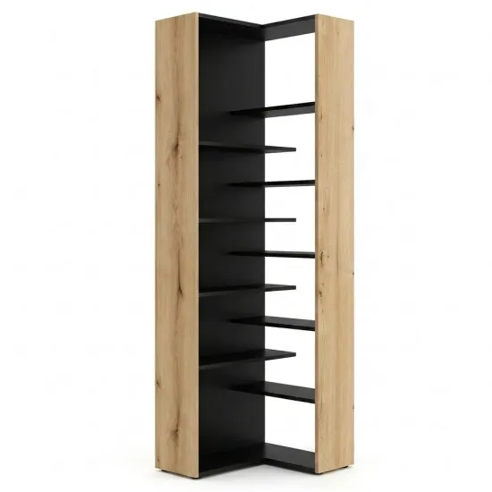 Raft de colț Fabrik Home Hardy (52 cm), Stejar Evok/Frasin negru