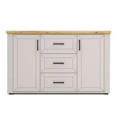 Comodă Yasen Malaga 2D3S, 148,5x42,5x90 cm, Casmir/Stejar Artizan