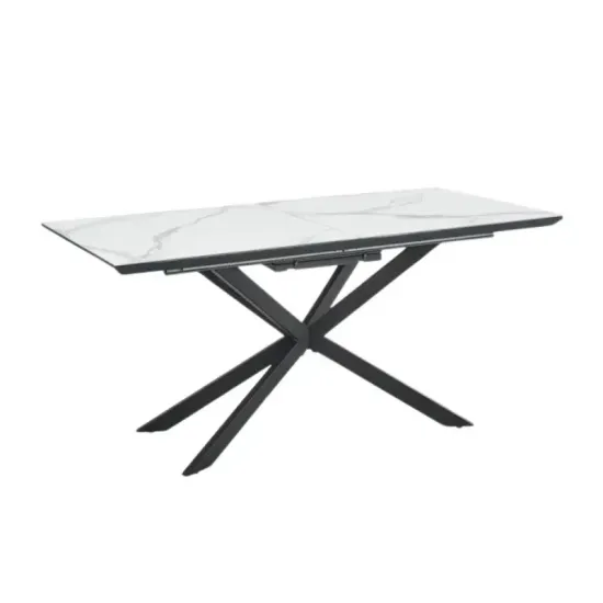 Masă de bucătărie Halmar Diesel, 160x90 cm extensibilă, Marmura alb / negru