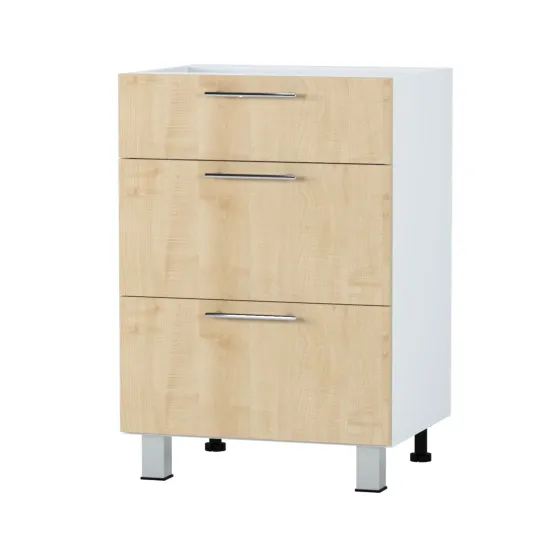 Нижний кухонный шкаф Fabrik Home ШКН 600 3 ящика с доводчиком, фасад с профильной ручкой, ДСП