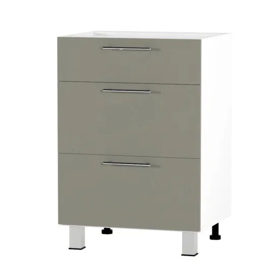 Нижний кухонный шкаф Fabrik Home ШКН 600 3 ящика с доводчиком, фасад с профильной ручкой, МДФ