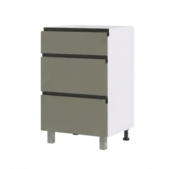 Нижний кухонный шкаф Fabrik Home ШКН 600 3 ящика с доводчиком, удлинённый фасад без ручек, МДФ