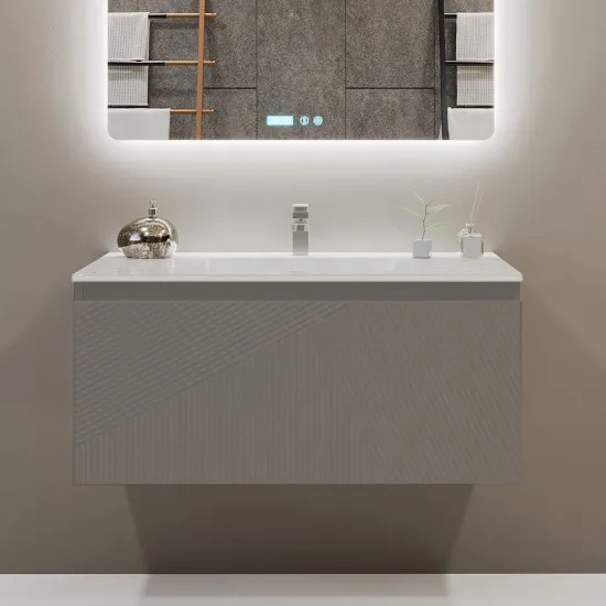 Dulap pentru lavoar Bayro Sensi suspendat, Light Grey (125358)