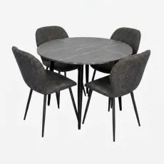 Set de sufragerie Eva DT 402-6B + 4 YTC-064B UF885-15 (Dark grey)