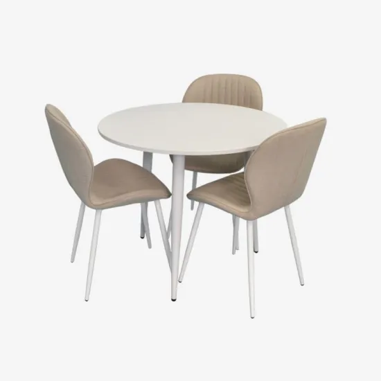 Set de sufragerie Eva DT 404-5Wh + 3 YTC-064Wh BJORN-24 (Light beige)