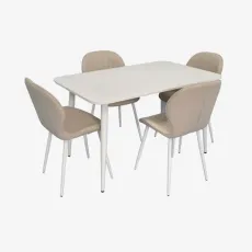 Set de sufragerie Eva DT 405-4Wh + 4 YTC-064Wh BJORN-24 (Light beige)