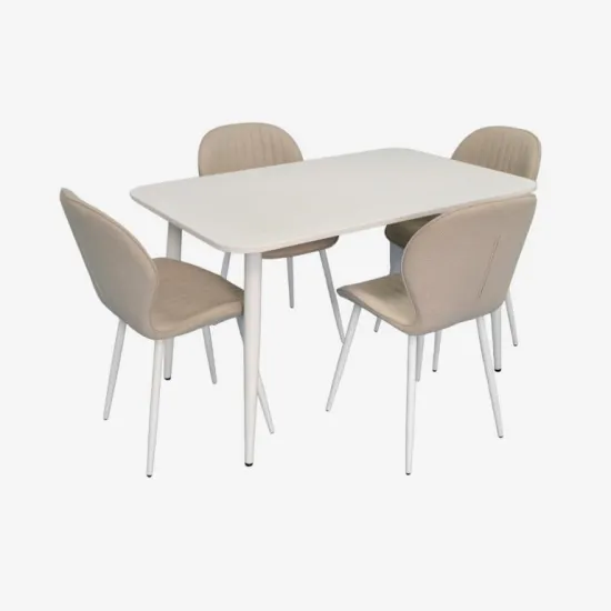 Set de sufragerie Eva DT 405-4Wh + 4 YTC-064Wh BJORN-24 (Light beige)