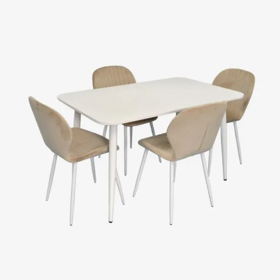 Set de sufragerie Eva DT 405-4Wh + 4 YTC-064Wh UF910-01 (Light beige)