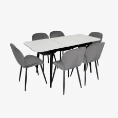 Set de sufragerie Eva DT 531R B + 6 YTC-064B BLU-14 (Dark grey)