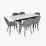 Set de sufragerie Eva DT 531R B + 6 YTC-064B BLU-14 (Dark grey)