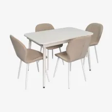 Set de sufragerie Eva DT 531R Wh + 4 YTC-064Wh BJORN-24 (Light beige)