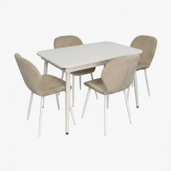Set de sufragerie Eva DT 531R Wh + 4 YTC-064Wh UF910-01 (Light beige)