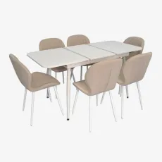 Set de sufragerie Eva DT 531R Wh + 6 YTC-064Wh BJORN-24 (Light beige)