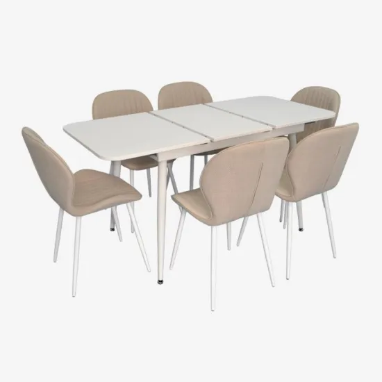 Set de sufragerie Eva DT 531R Wh + 6 YTC-064Wh BJORN-24 (Light beige)
