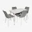 Set de sufragerie Eva DT 531R Wh + 4 YTC-055Wh BLU-13 (Light grey)