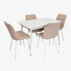 Set de sufragerie Eva DT 531R Wh + 4 YTC-055Wh UF885-03 (Light beige)