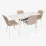 Set de sufragerie Eva DT 531R Wh + 4 YTC-055Wh UF885-03 (Light beige)