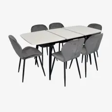 Set de sufragerie Eva DT 532R B + 6 YTC-064B BLU-14 (Dark grey)