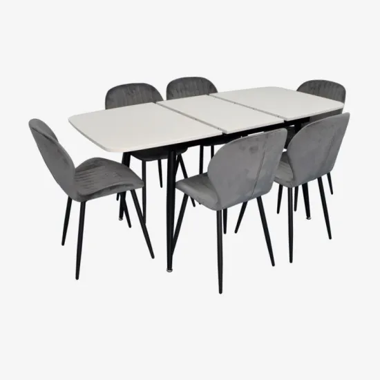 Set de sufragerie Eva DT 532R B + 6 YTC-064B BLU-14 (Dark grey)