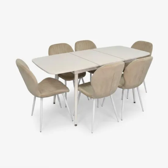 Set de sufragerie Eva DT 532R Wh + 6 YTC-064Wh UF910-01 (Light beige)