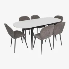 Set de sufragerie Eva DT 533R B + 6 YTC-064B UF885-15 (Dark grey)