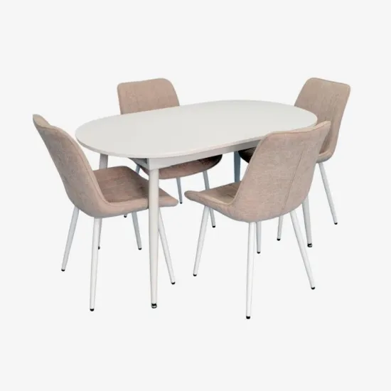 Set de sufragerie Eva DT 533R Wh + 4 YTC-055Wh UF885-03 (Light beige)