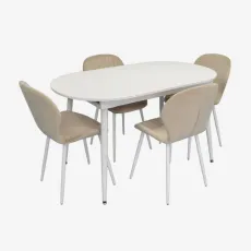 Set de sufragerie Eva DT 533R Wh + 4 YTC-064Wh UF910-01 (Light beige)