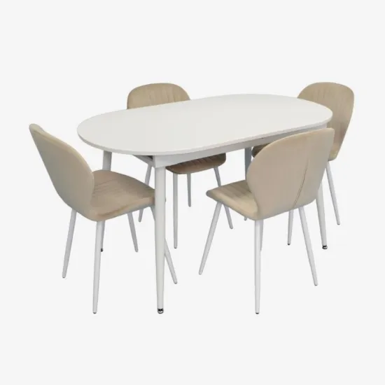 Set de sufragerie Eva DT 533R Wh + 4 YTC-064Wh UF910-01 (Light beige)
