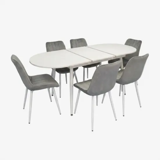Set de sufragerie Eva DT 533R Wh + 6 YTC-055Wh BLU-13 (Light grey)