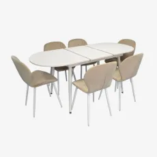 Set de sufragerie Eva DT 533R Wh + 6 YTC-064Wh UF910-01 (Light beige)