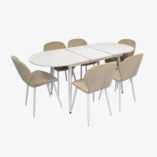 Set de sufragerie Eva DT 533R Wh + 6 YTC-064Wh UF910-01 (Light beige)