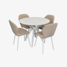 Set de sufragerie Eva Raffles Round White + 4 YTC-064Wh BJORN24
