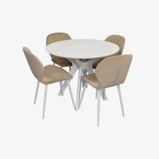 Set de sufragerie Eva Raffles Round White + 4 YTC-064Wh UF910-01