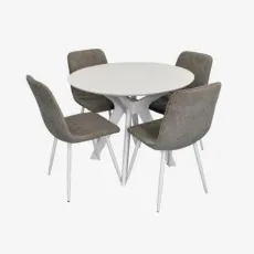 Set de sufragerie Eva Raffles Round White + 4 YTC-078Wh UF885-14