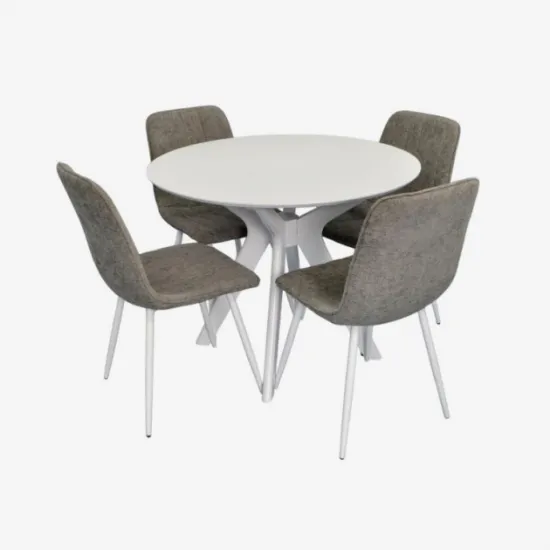 Set de sufragerie Eva Raffles Round White + 4 YTC-078Wh UF885-14