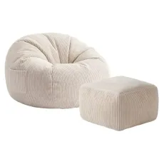 Fotoliu tip sac Mark Adler Comfy 3.0 cu suport pentru picioare, Beige