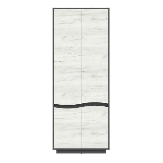 Шкаф Yasen Женева 2Д полки, 80x50x206,5 см, графит серый/дуб крафт белый
