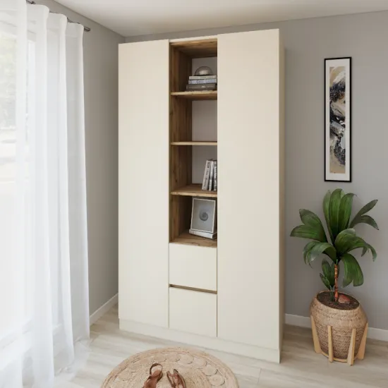 Dulap Smartex N14, 120x52x220 cm, Ivory/Stejar Inchis