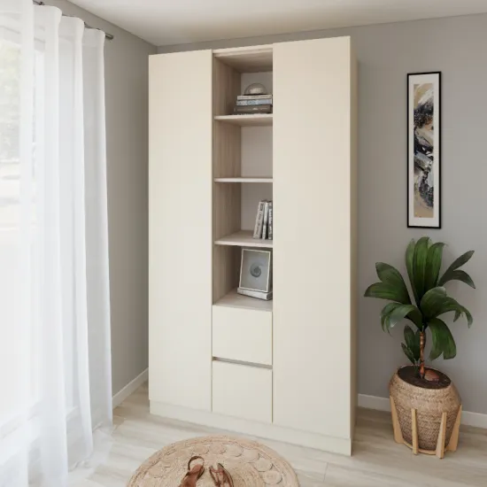 Шкаф Smartex N14, 140x52x220 см, Ivory/Дуб Светлый