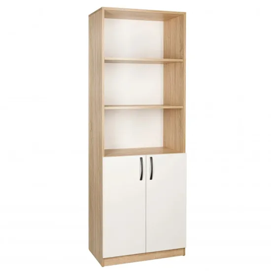 Шкаф для офиса Mobi Plus R-19, 70x40x195 см, Дуб санома/Белый