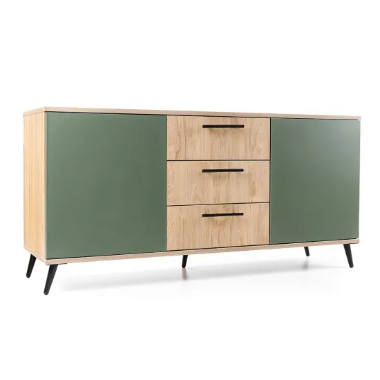 Comodă Mobi Plus Loft, 145x42x70 cm, Olive/ Walnut