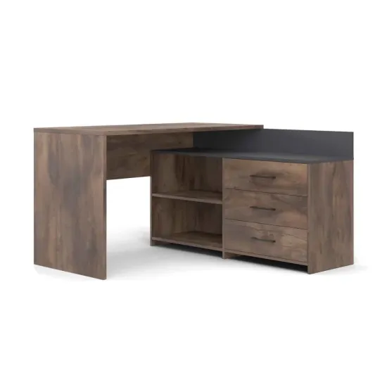 Masa de birou Mobi Plus D1250 N, 125x125 cm, Stejar închis / Antracit