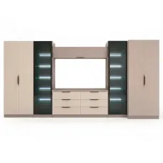 Стенка Bafimob Liumos Maxi LED ручки язычок, 410x200x52cm, Тоффи/Беж