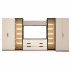 Living Bafimob Liumos Maxi LED mânere tip limbă, 410x200x52cm, Toffi/Bej
