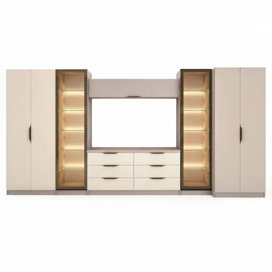 Living Bafimob Liumos Maxi LED mânere tip limbă, 410x200x52cm, Toffi/Bej