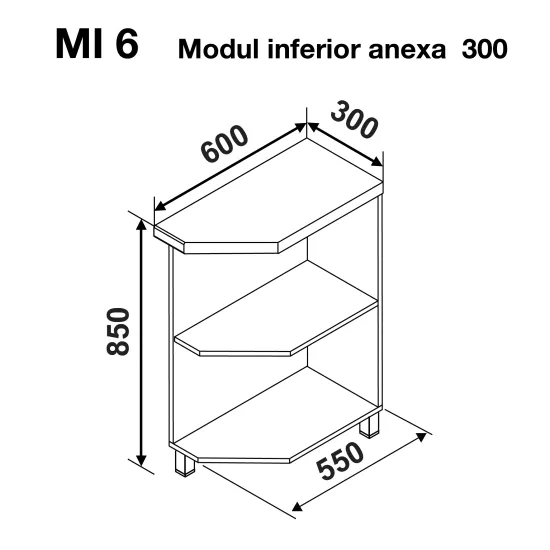 Modul inferior Ambianta Gloria MI6 300 anexa, Alb
