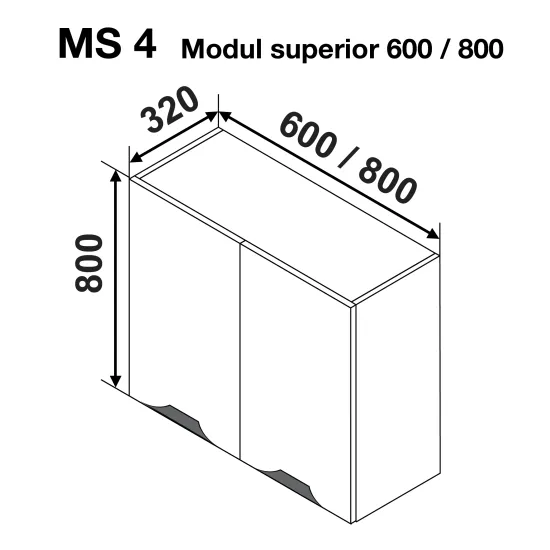 Modul superior Ambianta Gloria MS4 600 scurgator cu 2 usi, MDF, Catania