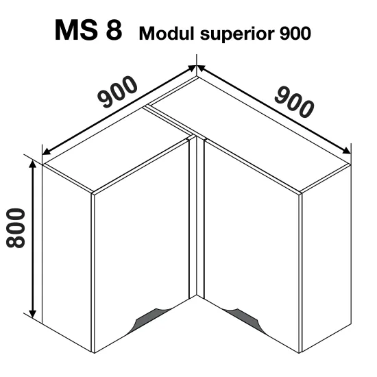 Modul superior Ambianta Gloria MS8 900 de colt, MDF, Crem