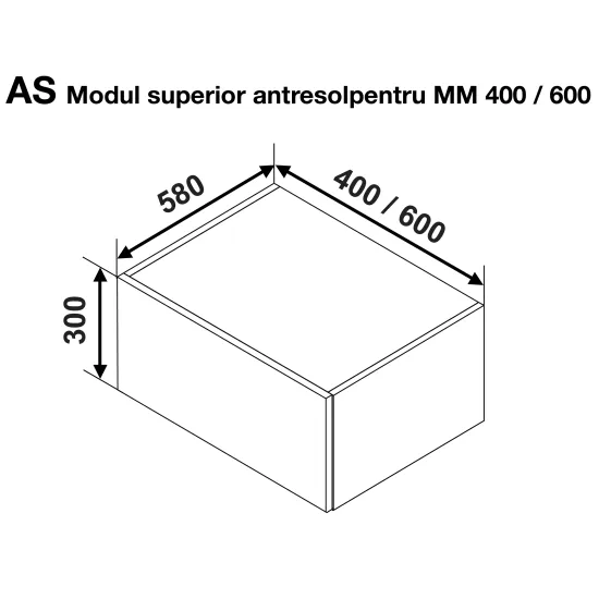 Modul superior Ambianta Gloria MM 400 antresol, MDF, Mint